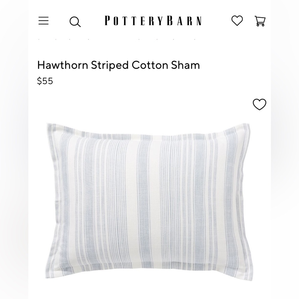 2 pottery barn hawthorn stripe shams